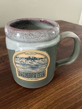 Great Sand Dunes National Park Colorado Green Ceramic Mug with Speckled Rim